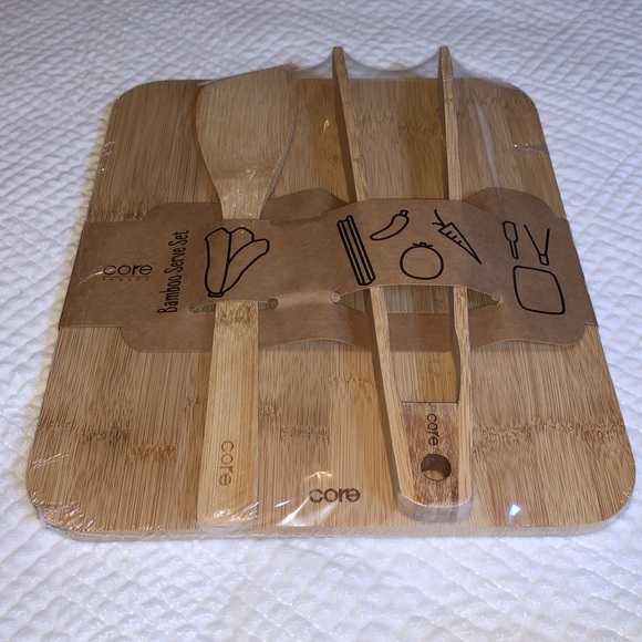 NWT Core Home Bamboo Serve Set, Cutting Bord, Tongs and Spatula - Picture 5 of 5